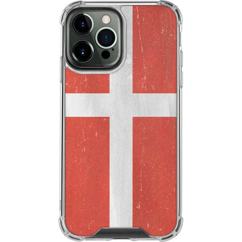 Denmark Flag Distressed iPhone 14 Pro Max Clear Case
